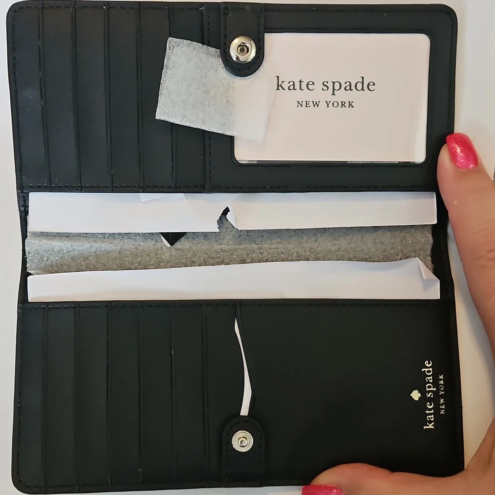 NWT Kate Spade Cameron Slim Bifold Wallet Warm Beige Multi Colorblock WLR00122